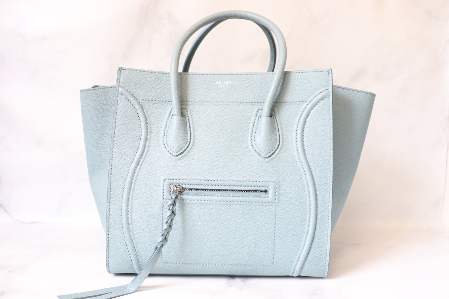 Celine Luggage Phantom Medium Blue Pebbled Leather, Preowned in Dustbag