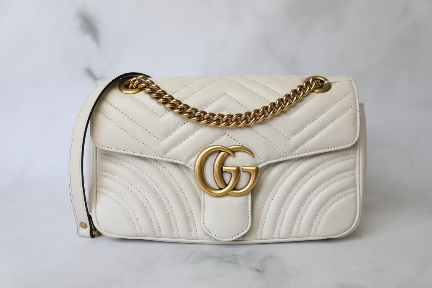 Gucci Marmont Small, White, Preowned in Dustbag WA001