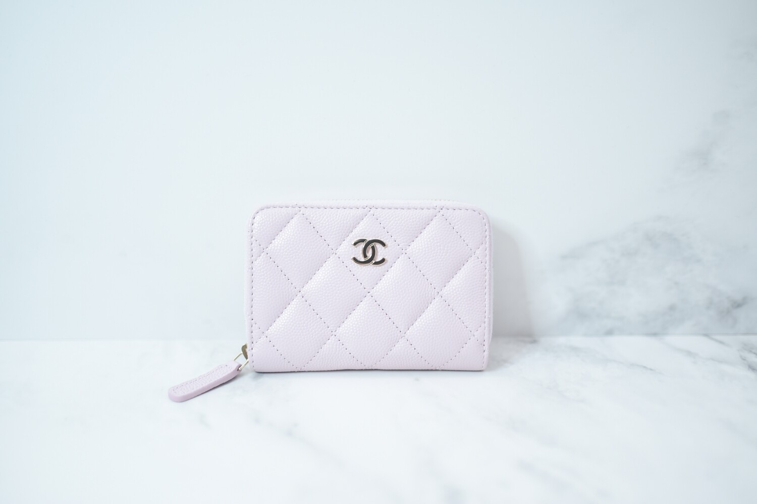 Chanel SLG Pink Caviar Zippy Coin, Shiny Gold Hardware, New in Box