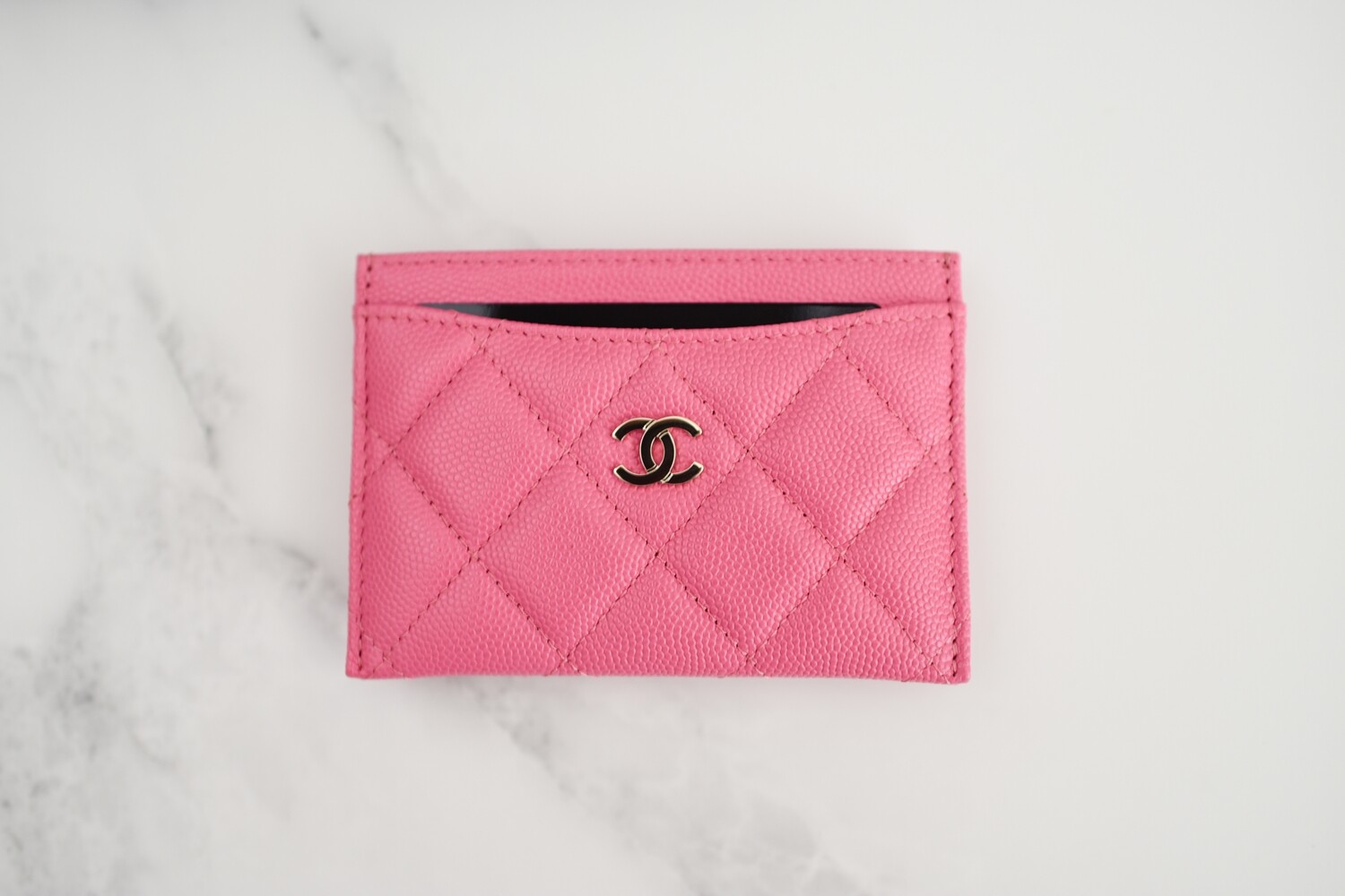 Chanel SLG Flat Cardholder, Bubblegum Pink Caviar Leather, Gold Hardware,  New in White Cambon Box