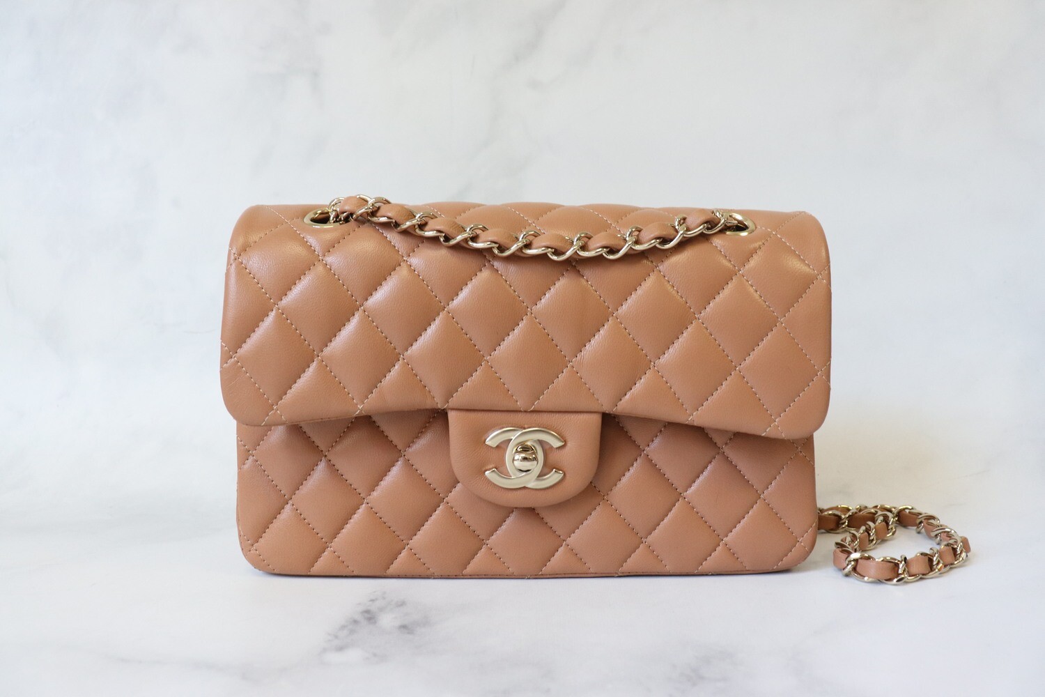 Chanel Classic Small Double Flap, 21P Caramel Lambskin Leather