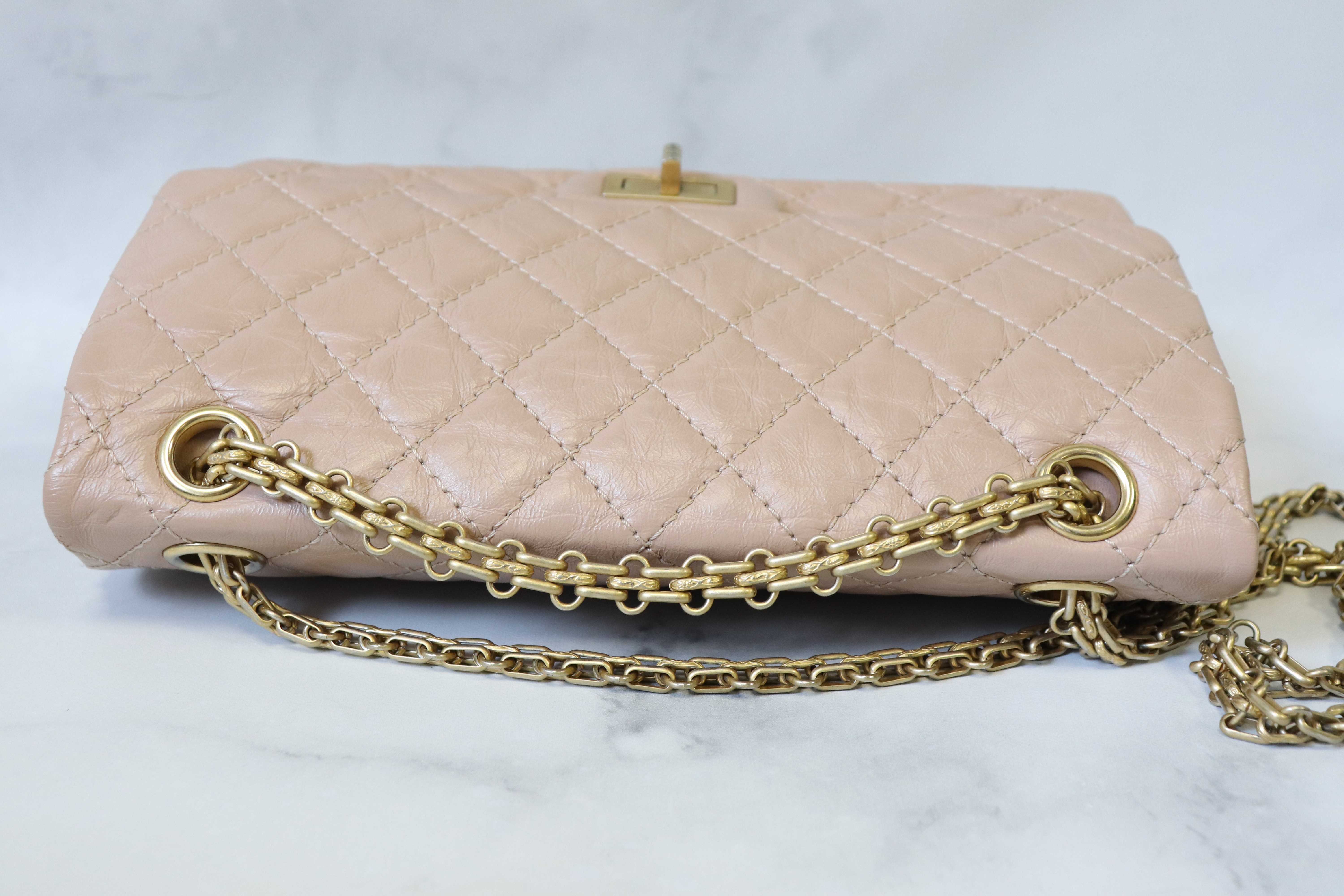 Chanel Reissue 225 Beige Calfskin Leather, Antique Gold Hardware
