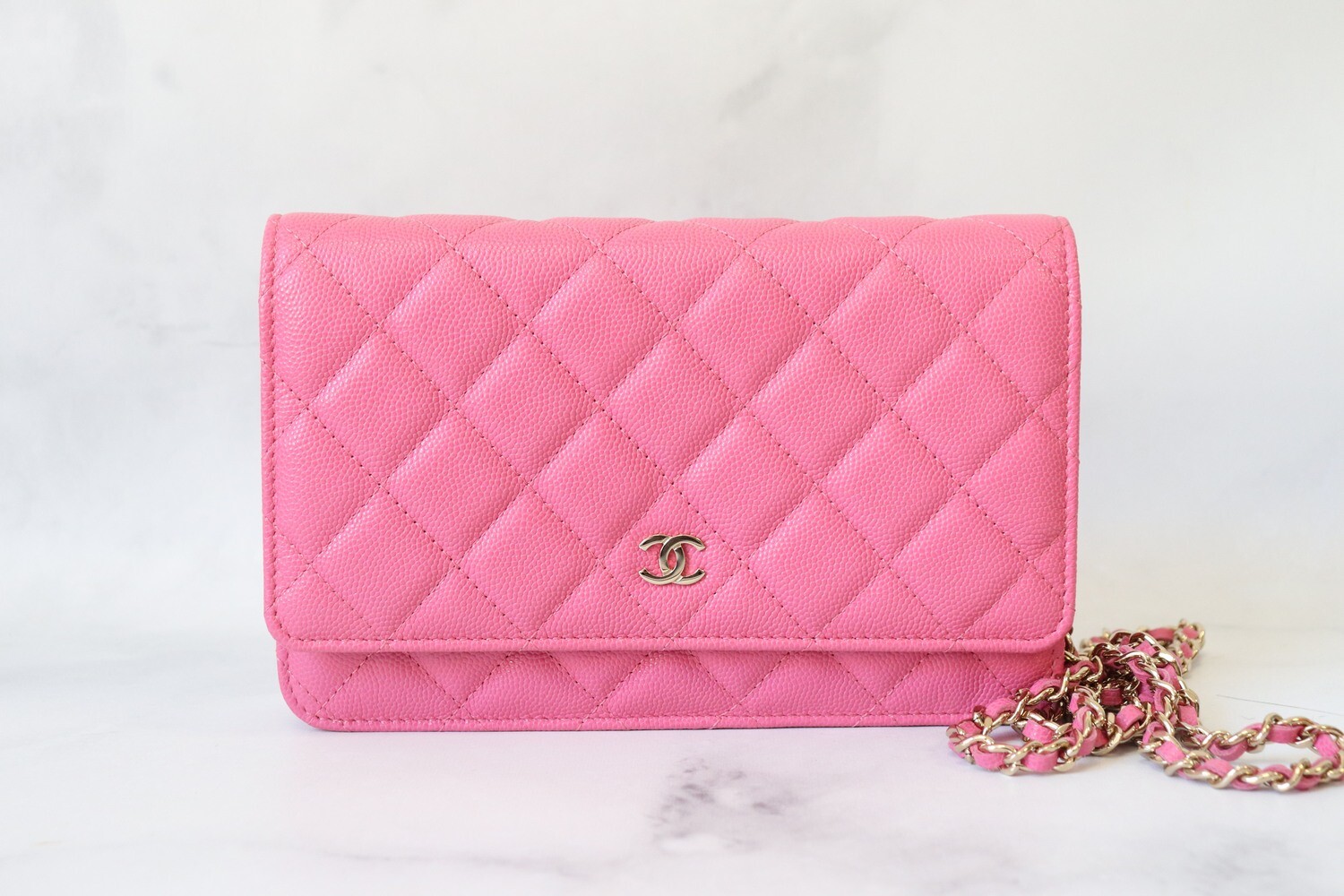 Chanel Classic Wallet on Chain, Pink Caviar with Gold Hardware, Preowned in Box MA001