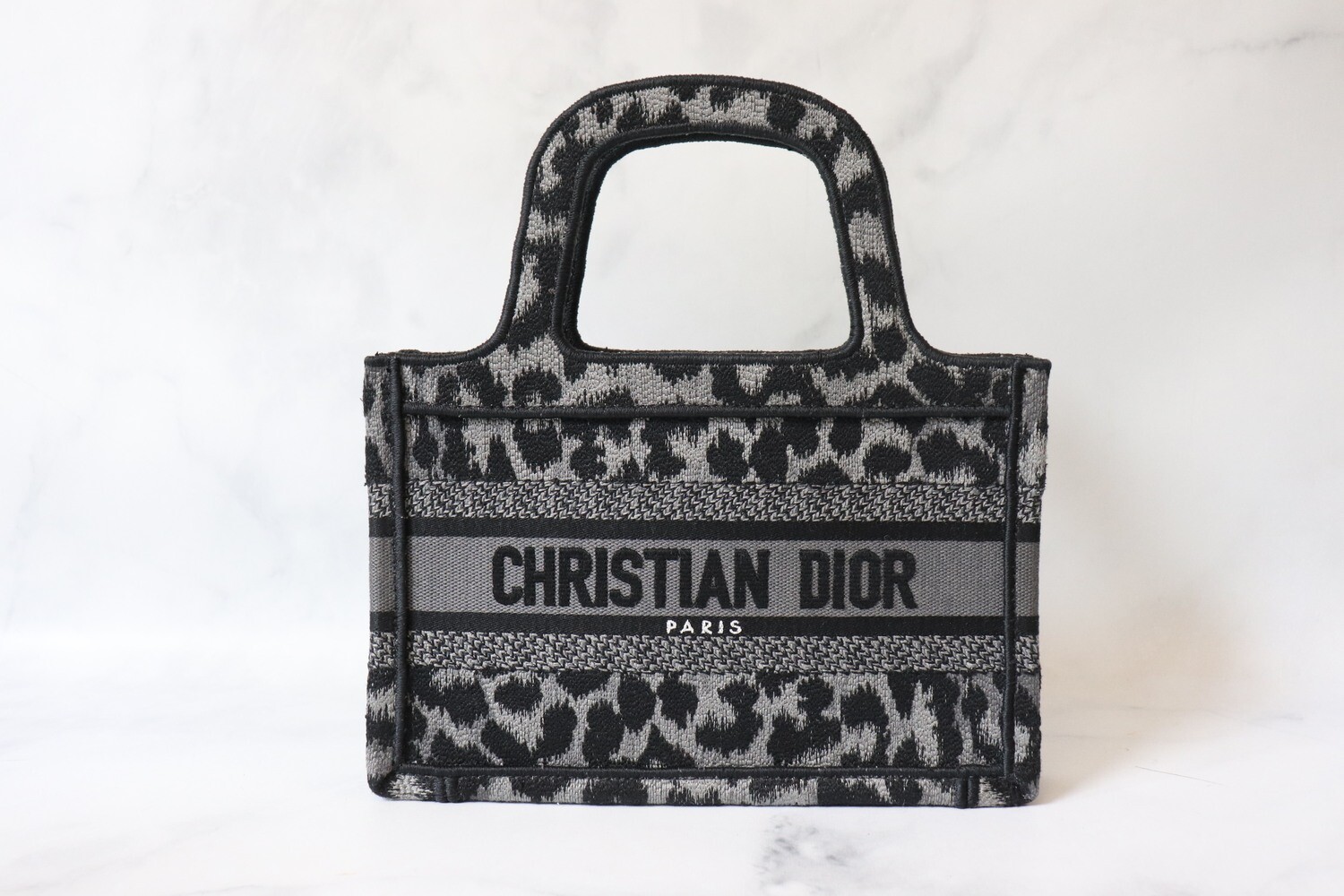 Dior Book Tote Mini, Gray Animal Print, New with Dustbag