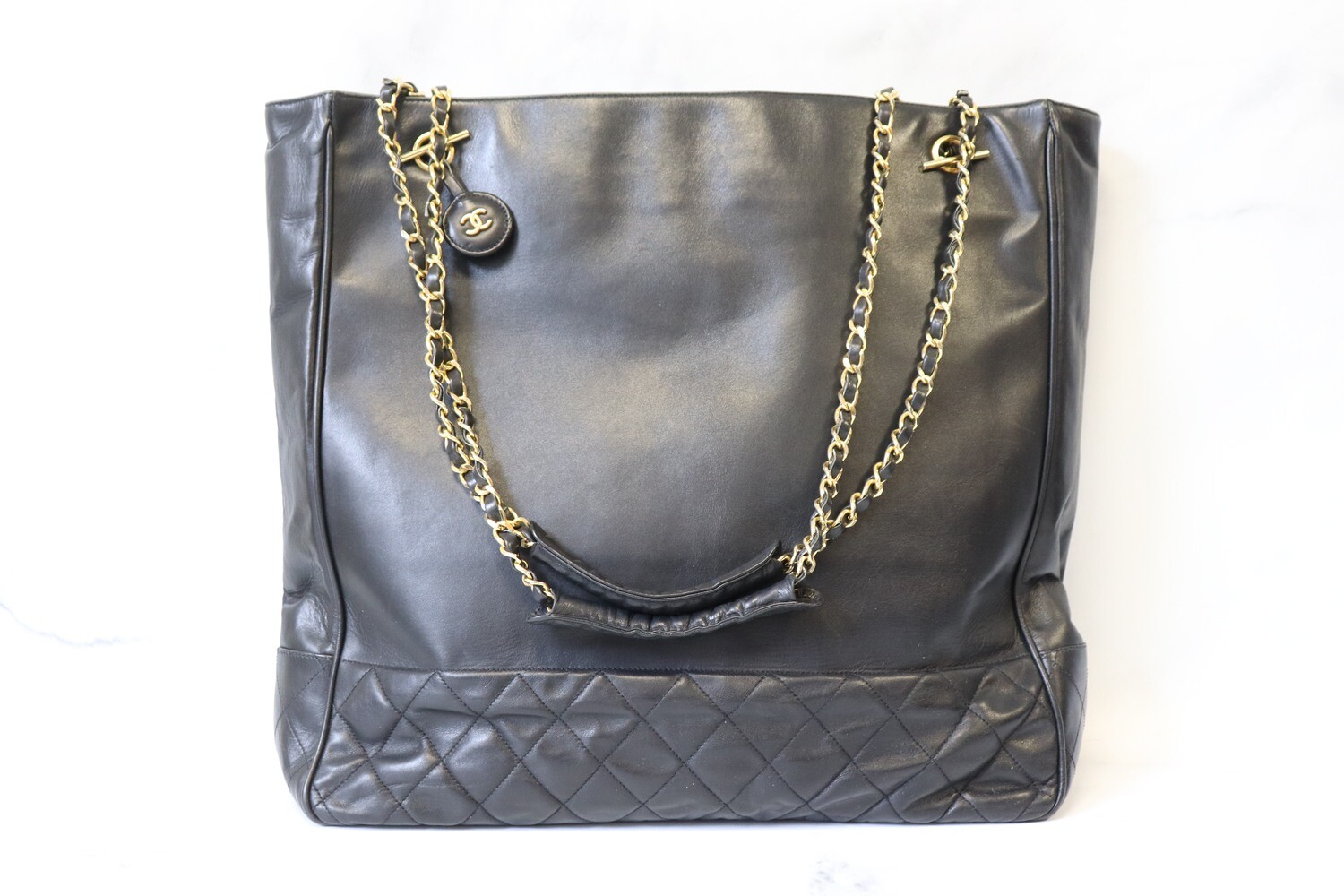 Chanel Vintage Black Lambskin Tote with Gold Plated Hardware, Preowned - No Dustbag