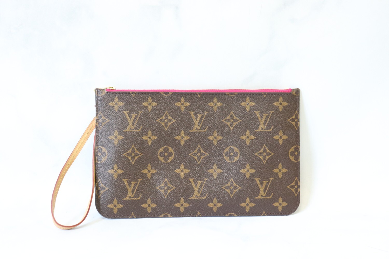 Louis Vuitton SLG Pouch Monogram Canvas, Piovine Interior, Pre-owned - No Dustbag 