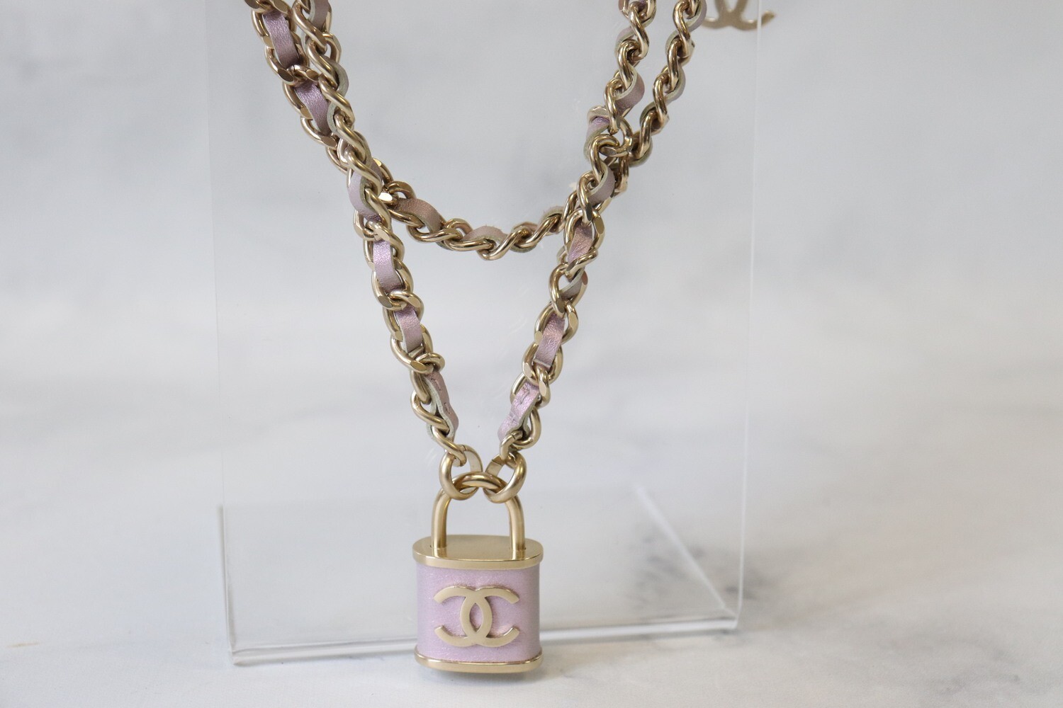 Chanel Purple Lock Necklace, Preowned in Box