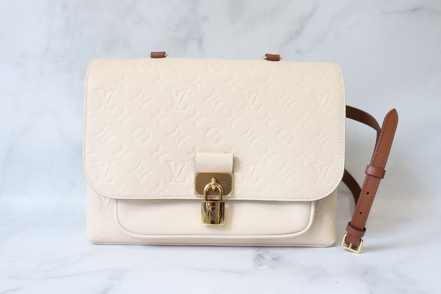 Louis Vuitton Empreinte Marignan Creme Leather Caramel, Preowned in Box