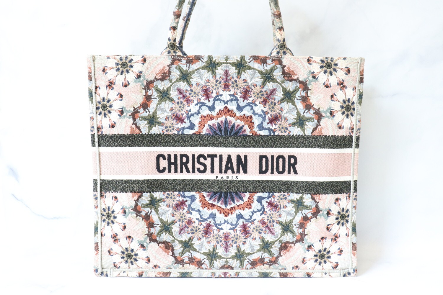 Dior Book Tote Large, Light Pink Floral Print, Preowned, No Dustbag