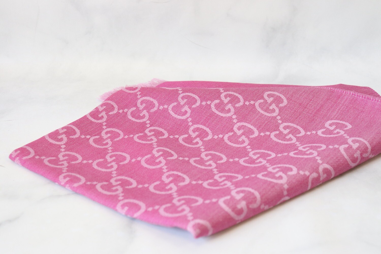 Gucci Scarf Lightweight Hot Pink GG with Fringe, New - No Box
