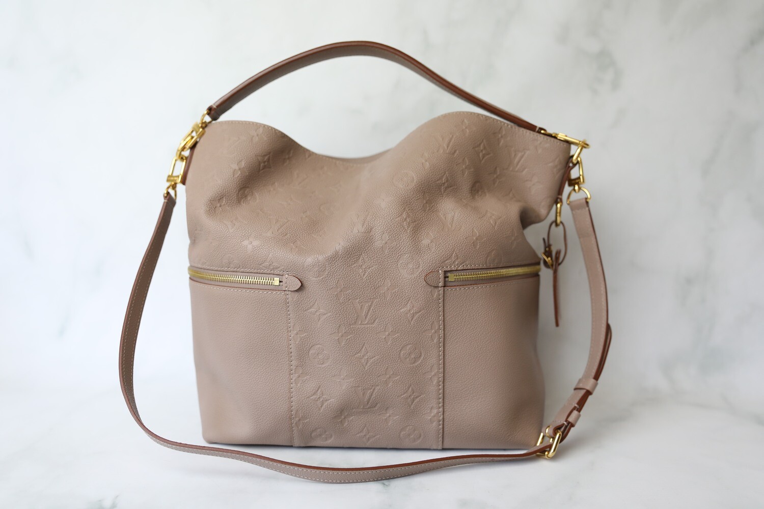 Louis Vuitton Mellie, Taupe Empreinte, Preowned in Box WA001