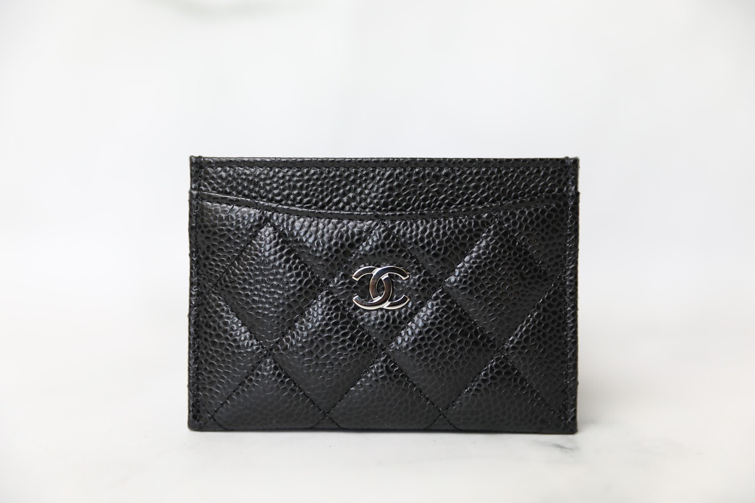 Chanel SLG Cardholder, Black Caviar with Silver Hardware, New in Box WA001
