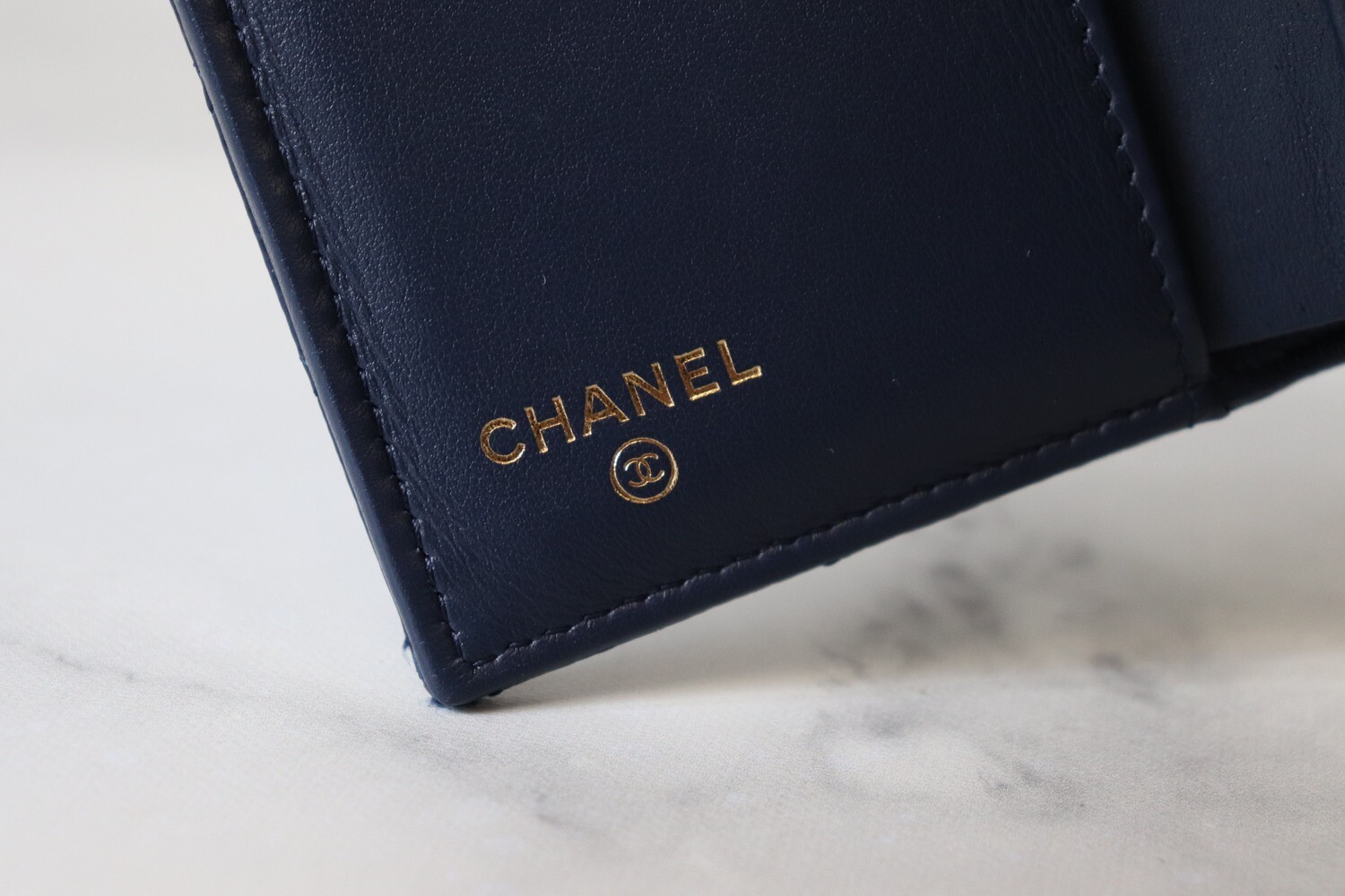 Authentic Chanel Trifold Wallet Caviar Leather