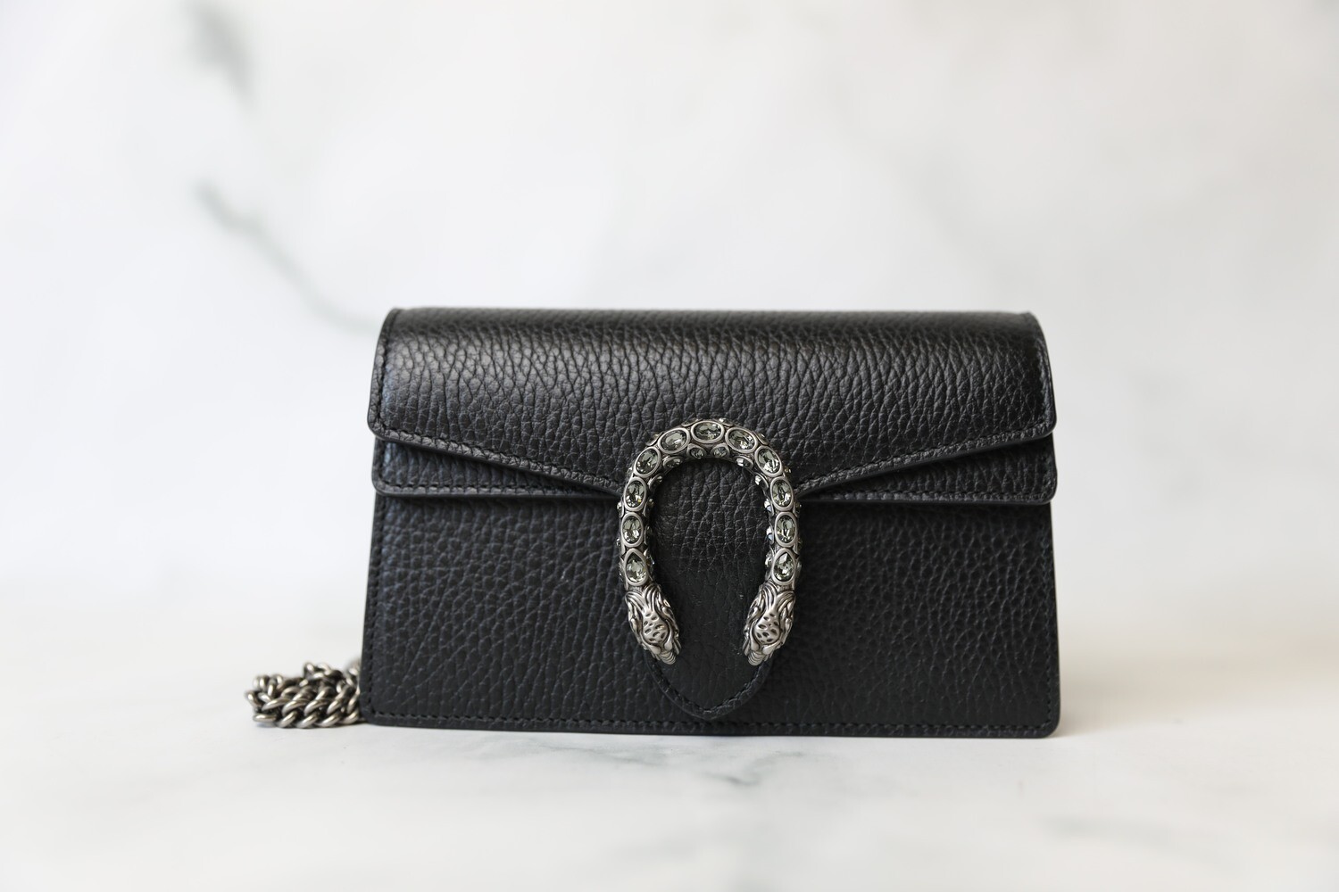 Gucci Dionysus Super Mini, Black with Silver Hardware, Preowned in Box WA001