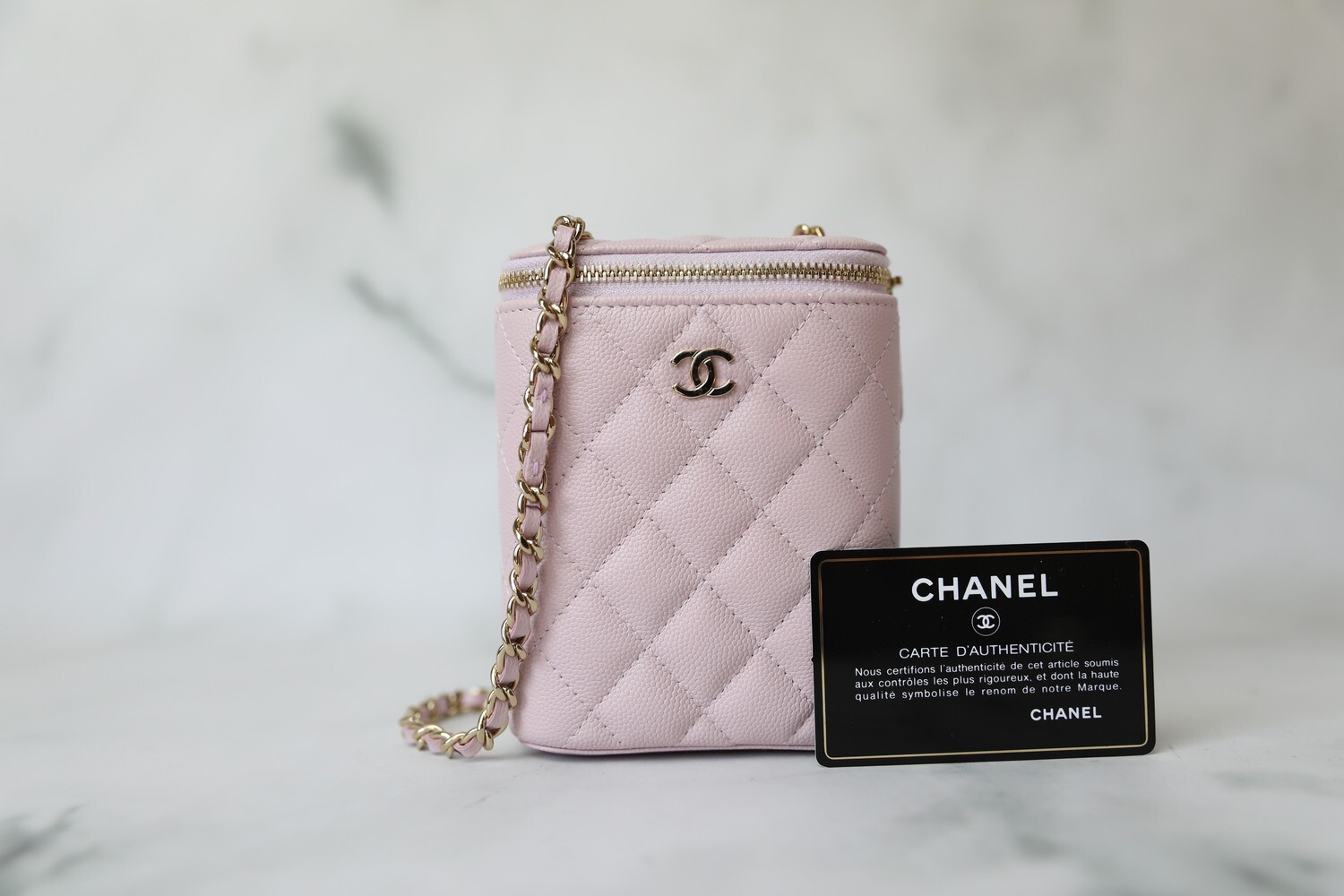 Chanel Vanity Mini, Lilac Caviar with Gold Hardware, New in Box WA001