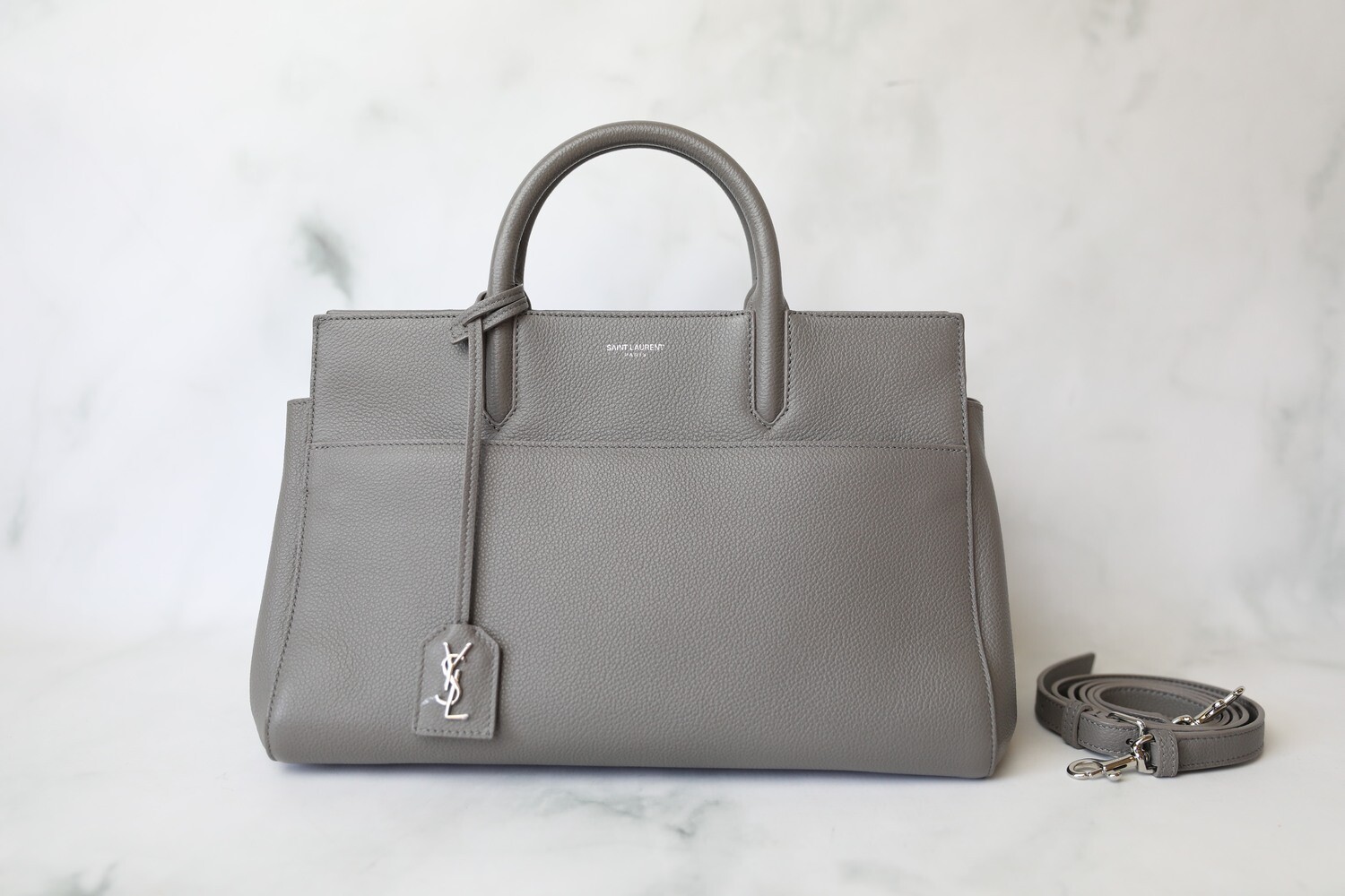 Saint Laurent Cabas Rive Gauche Small, Grey, Preowned in Dustbag WA001
