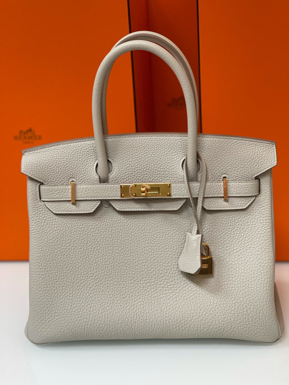 Hermes Birkin 30 Gris Perle Togo Leather, Gold Hardware, New in Box (Z Stamp, 2021)