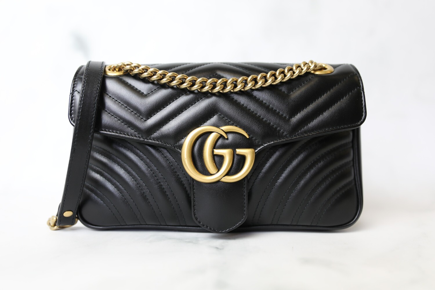 Gucci Marmont Small, Black, Preowned in Box WA001