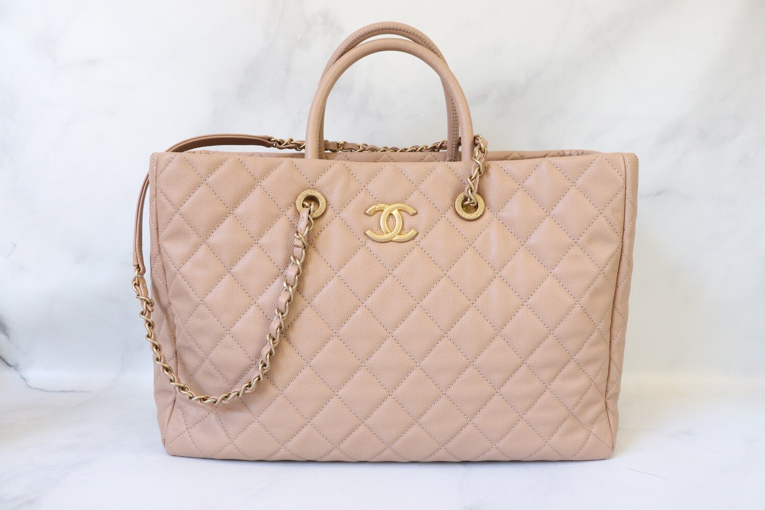 Chanel Tote Bag, Dark Beige, Pre owned in dustbag