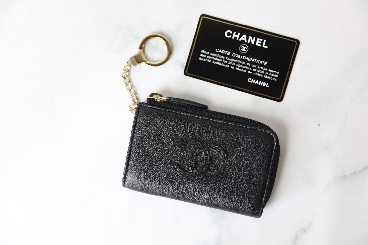 Chanel Zip Key Pouch, Black, Preowned in Box WA001 - Julia Rose