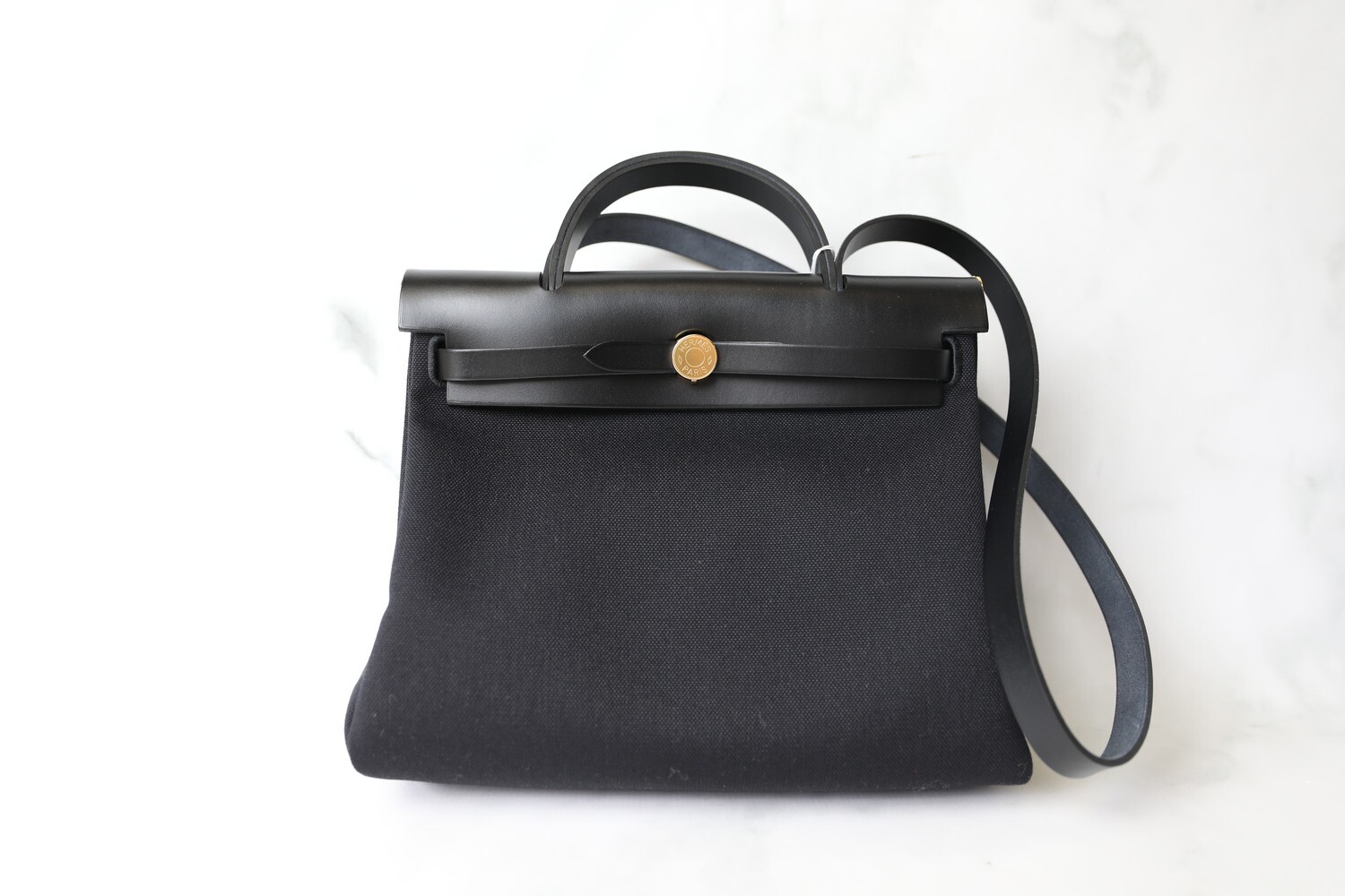 Herbag handbag Hermès Black in Cotton - 35115092