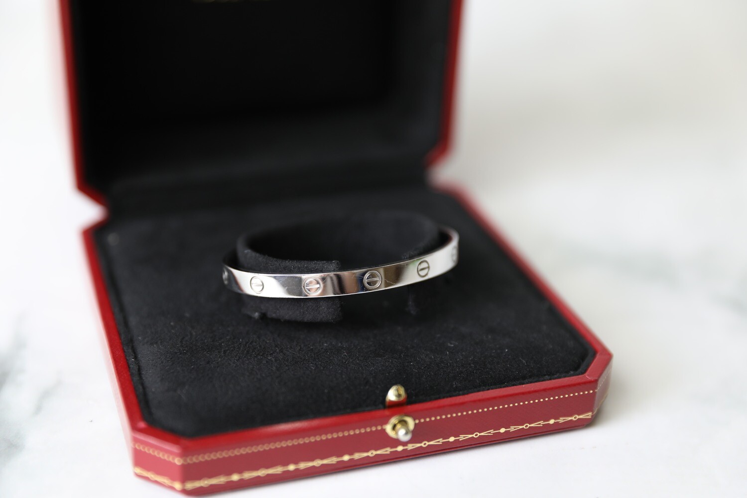 Cartier Love Cuff, White Gold 18, Preowned in Box with Paper (EX1244) WA001