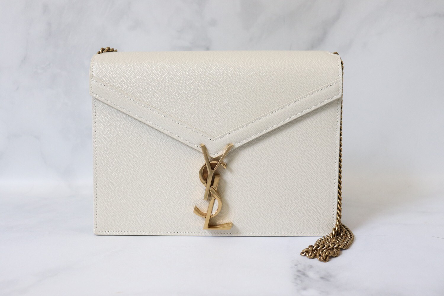 Saint Laurent Cassandra Ivory Leather, Gold Hardware, New in Dustbag