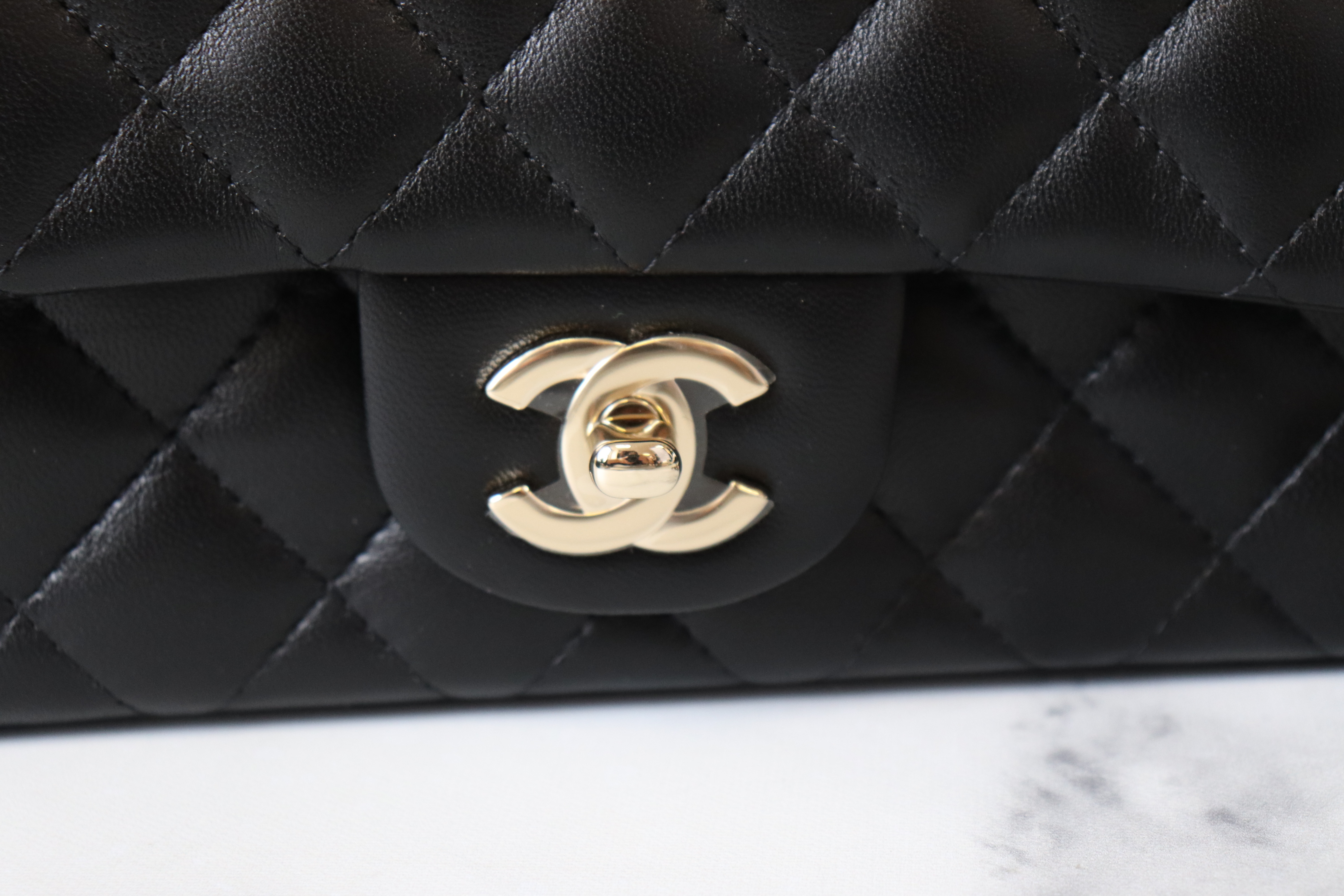 Chanel  Black Caviar Mini Rectangular Flap Bag with Light Gold