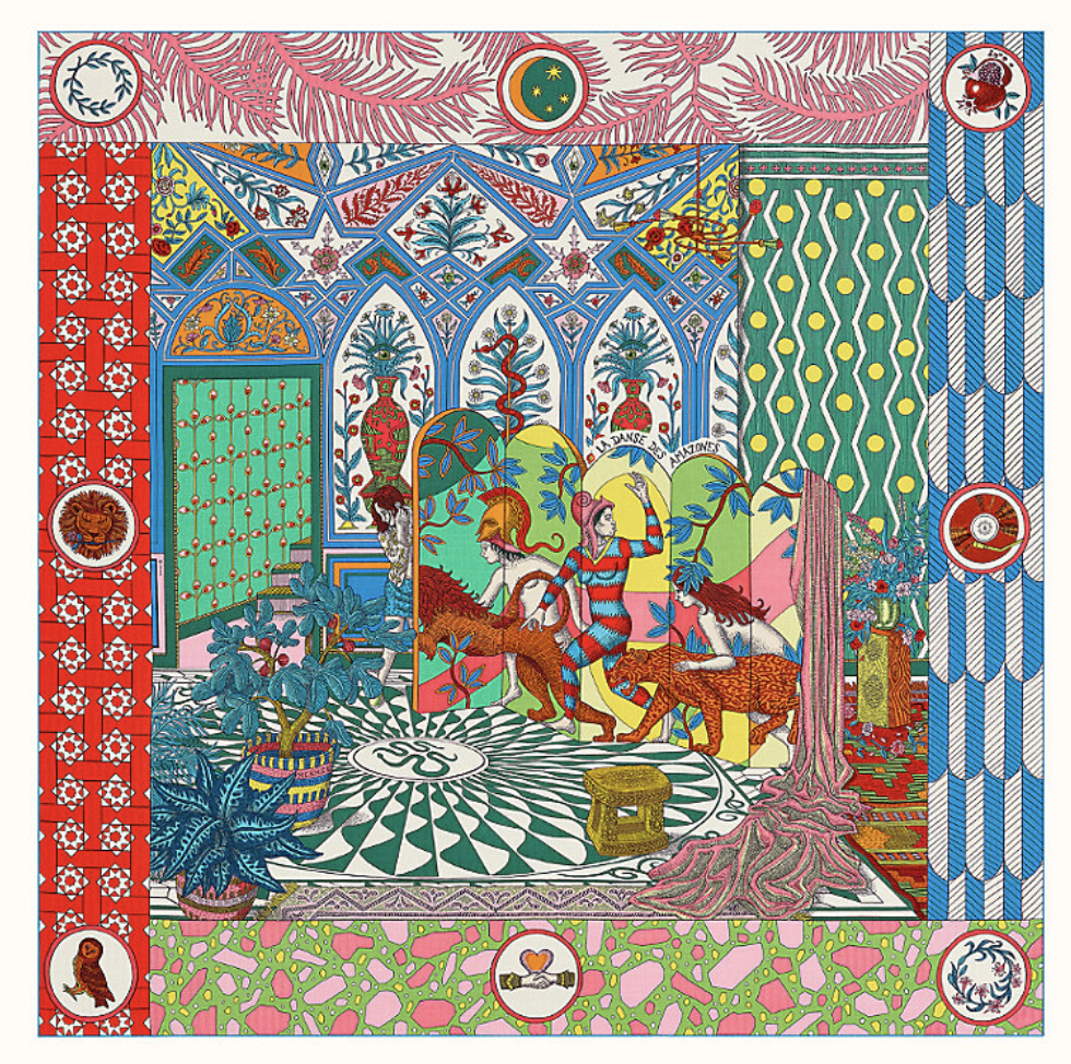 Hermes Scarf, La Danse des Amazones shawl 140, Pink, New in Box