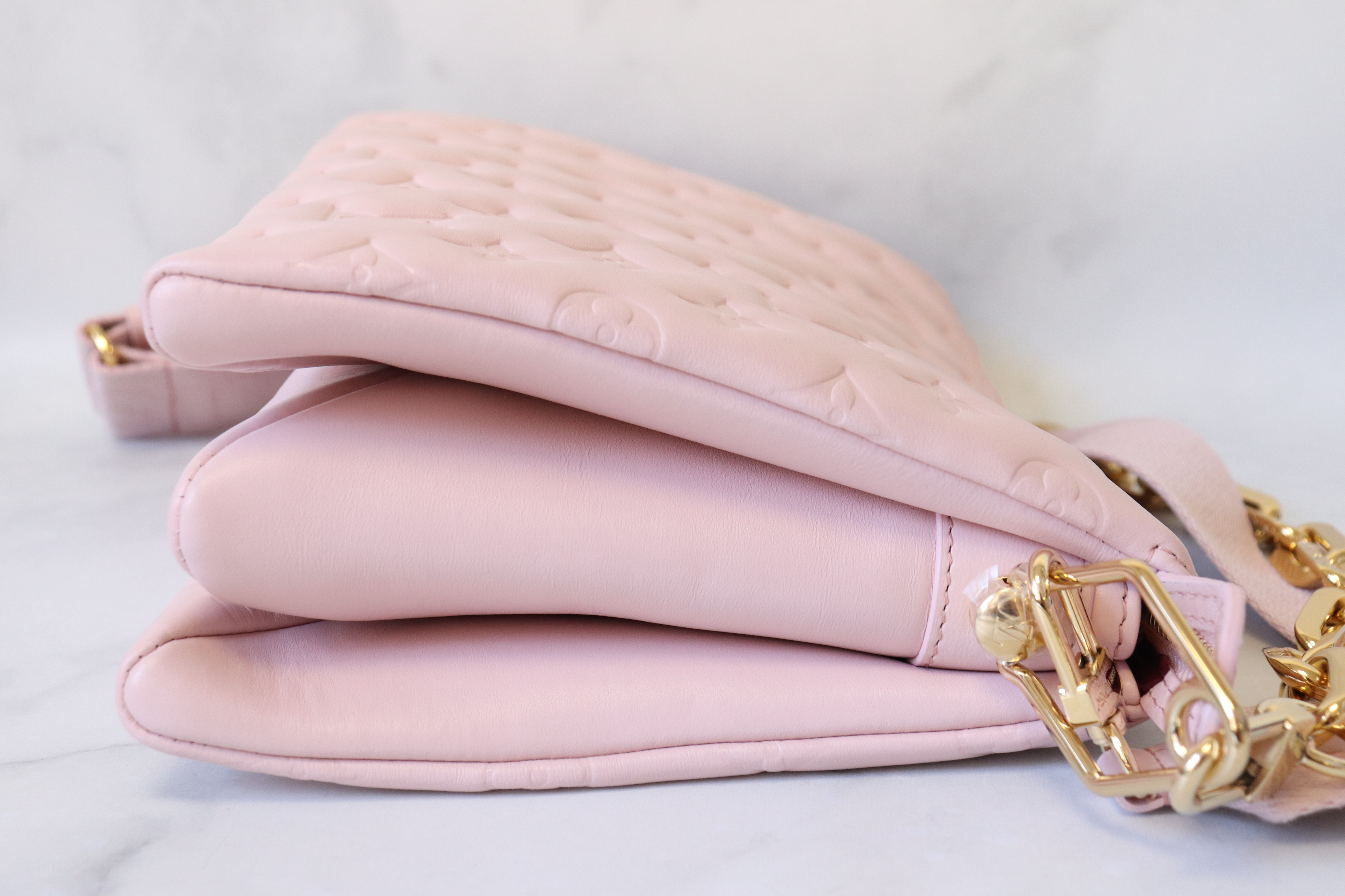 Louis Vuitton Pochette Coussin, Light Pink Monogram Embossed Lambskin  Leather, New in Box WA001 - Julia Rose Boston
