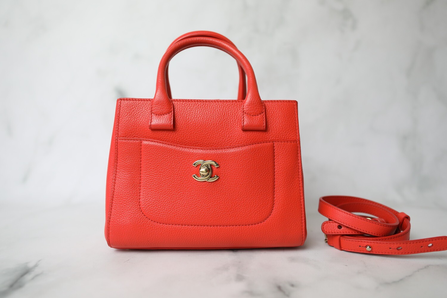 Chanel Neo Executive Tote, Coral Calfskin with Gold Hardware, Preowned in  Dustbag WA001