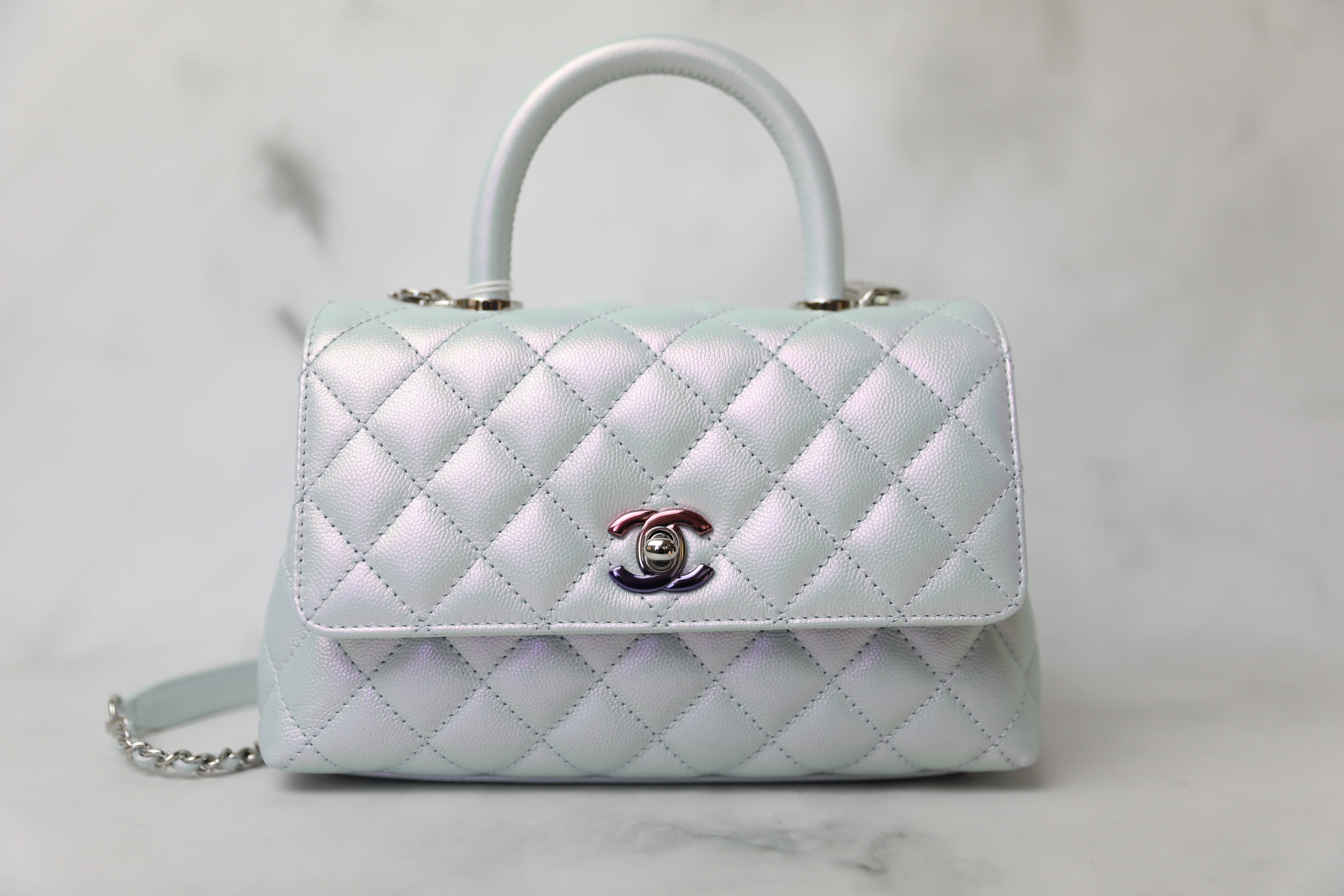 Chanel Coco Handle Small/Mini, Blue Iridescent with Mixed Hardware