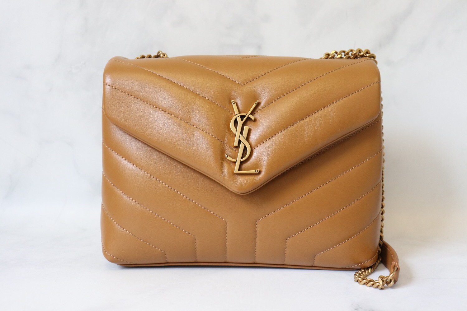 Saint Laurent Lou Lou Flap Small, Caramel Leather, New with Dustbag