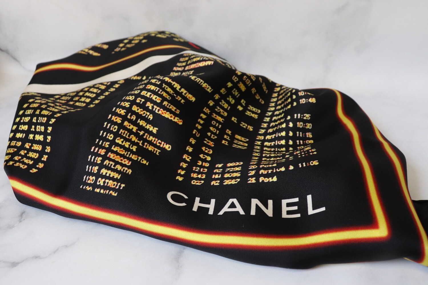 Chanel Airport Silk Scarf, Black, New without Tag GA004