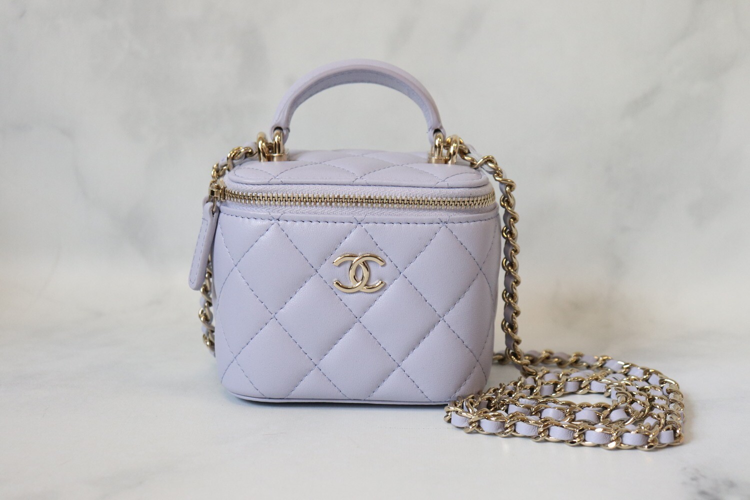 Chanel Top Handle Mini Vanity, Light Purple Lambskin with Lightgold Hardware, New in Box