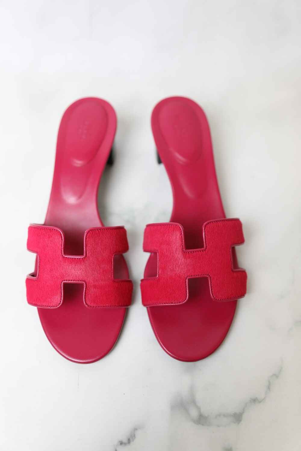 Hermes Oran Mid Heels, Pink with Calf hair, Size 40.5, New in Box WA001