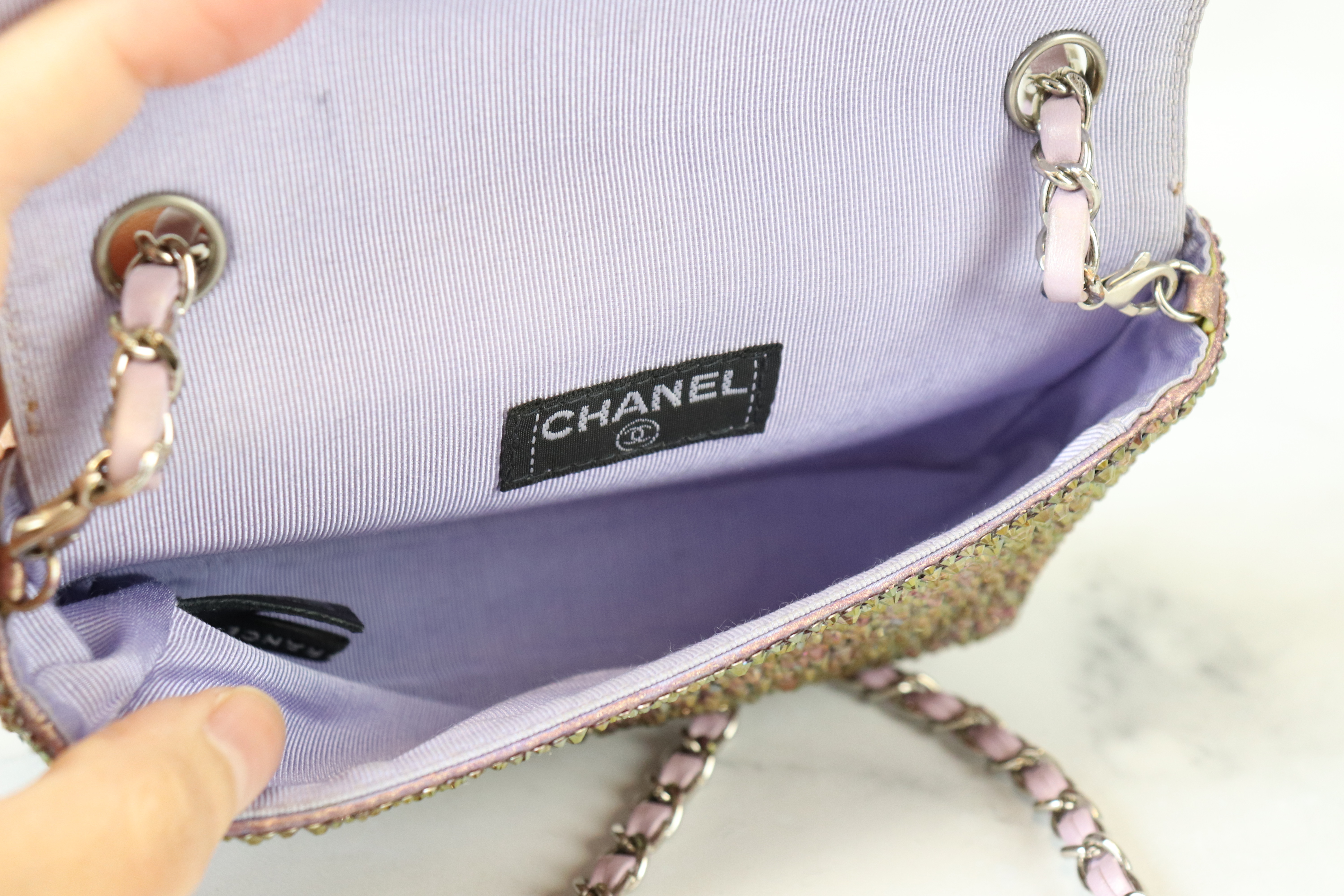 Chanel Crystal Mini Flap Bag Pink Lilac, Pre Owned in Dustbag - Julia Rose  Boston