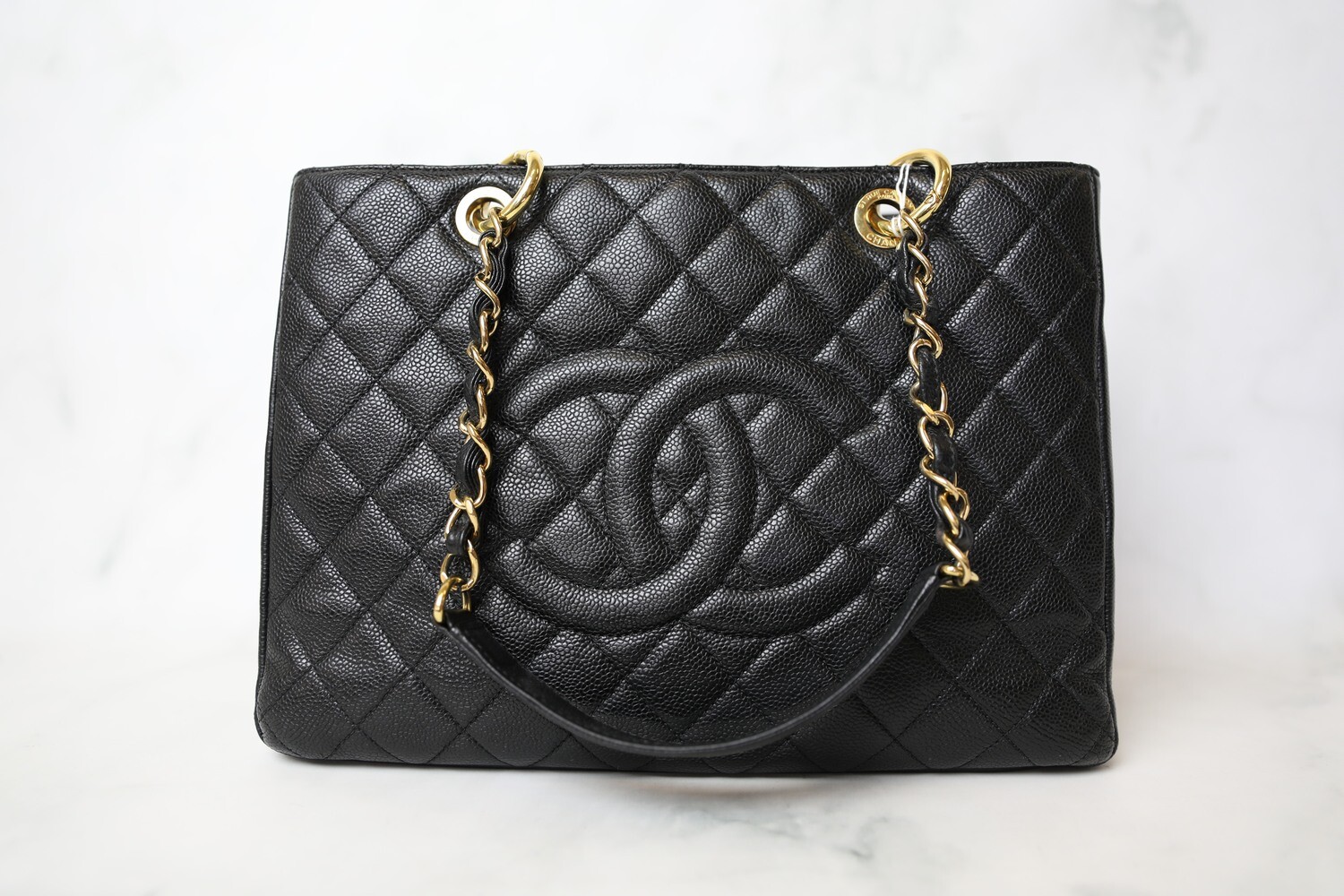 Chanel GST Tote, Black Caviar with Gold Hardware, Preowned no Dustbag WA001