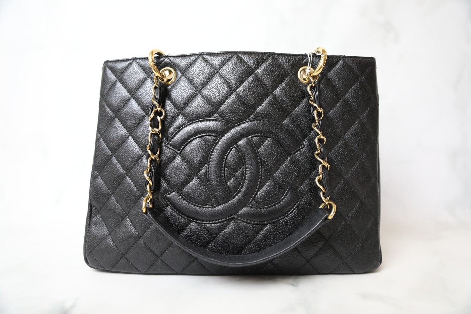 Chanel GST Tote, Black Caviar with Gold Hardware, Preowned no Dustbag WA001
