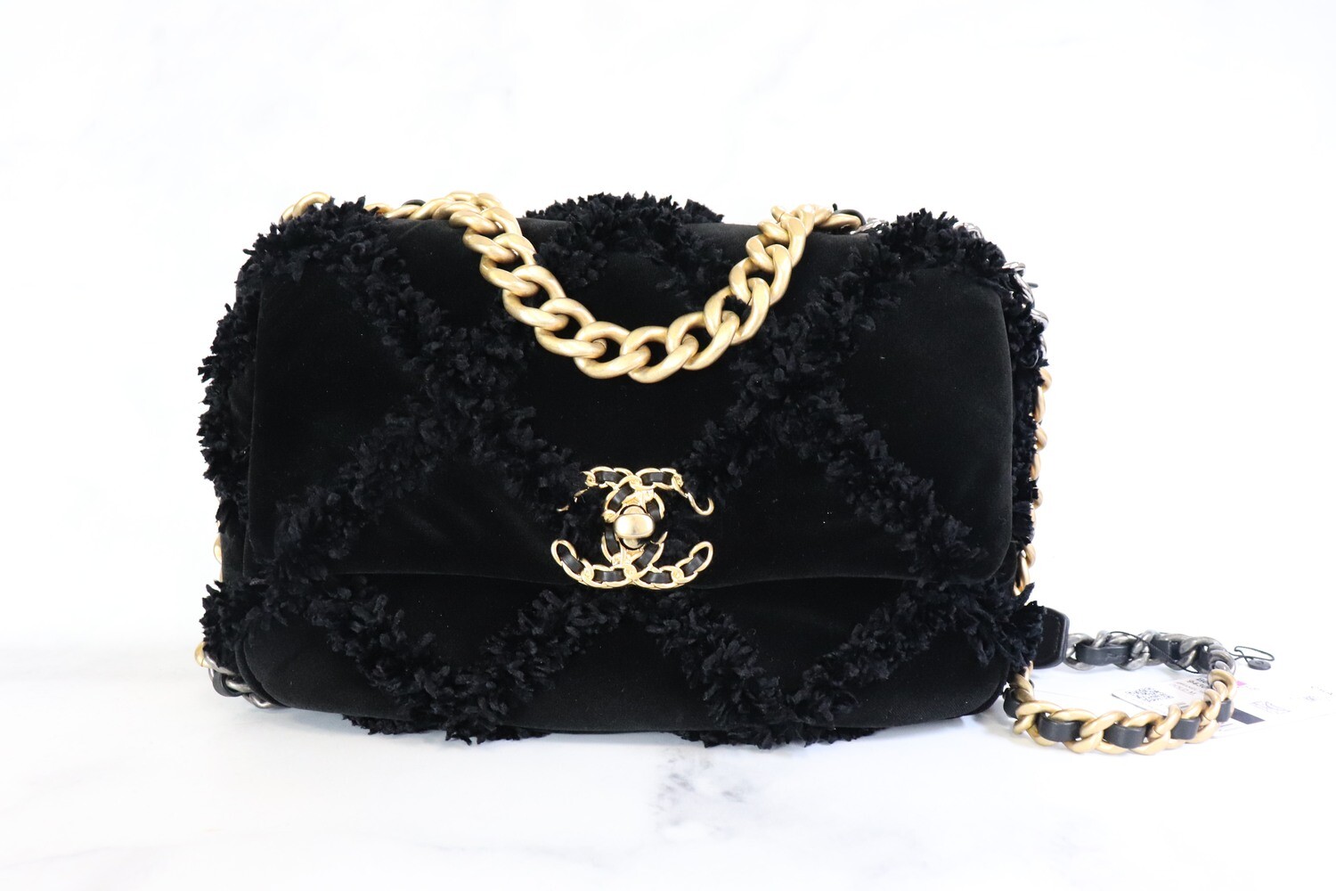 Chanel 19 Medium (Small) Black Crochet, Like New in Box
