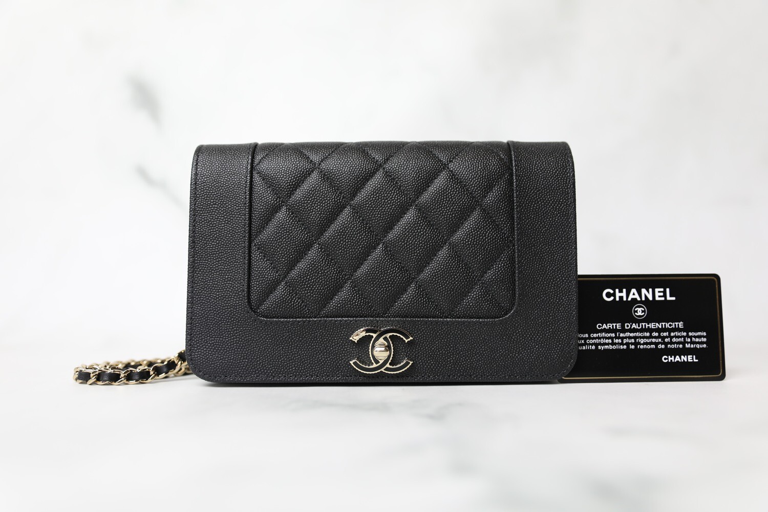 Chanel 19A Gold Croc Embossed Calfskin Wallet on Chain Woc | Dearluxe