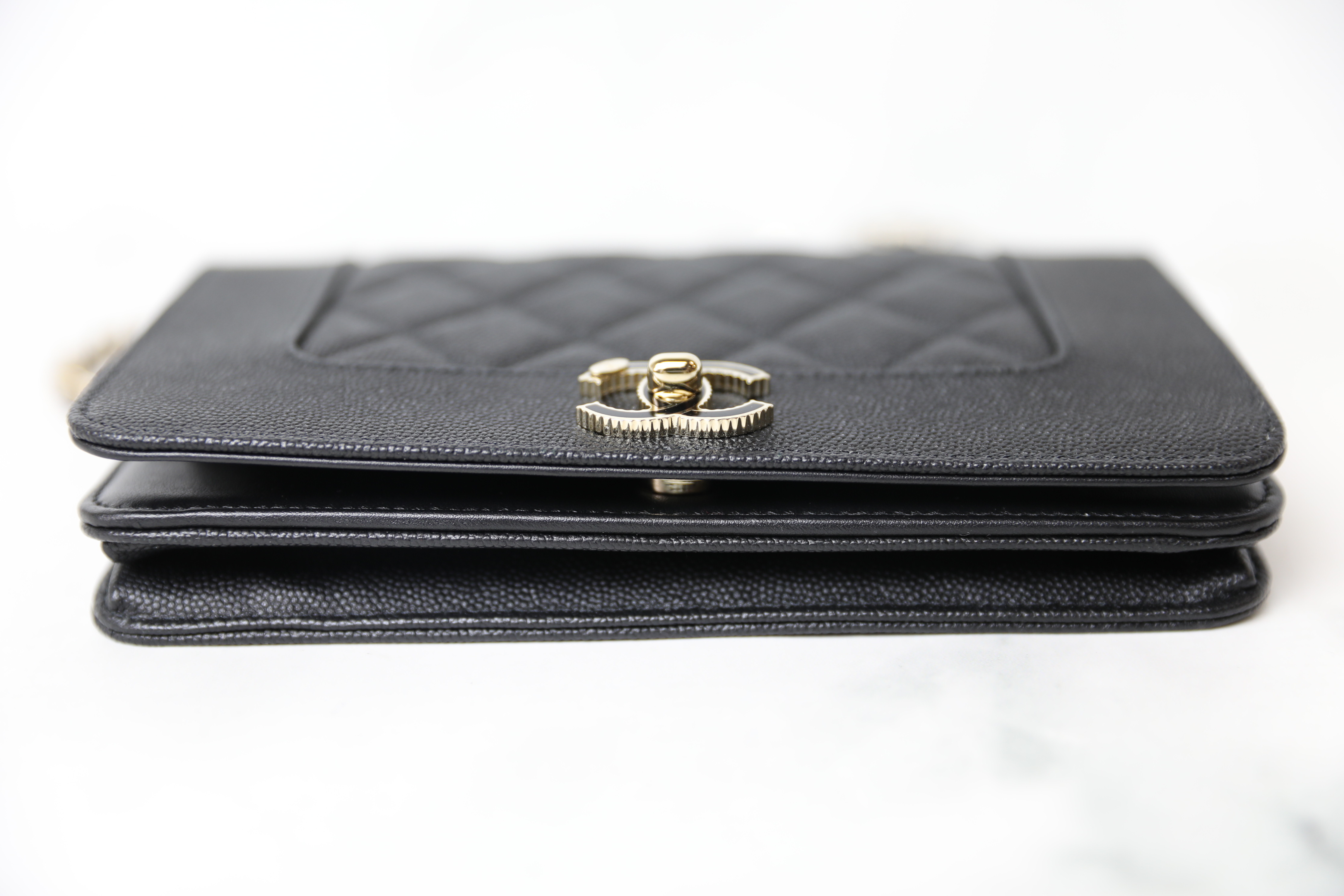 Chanel Black CC Logo All Over Wallet on Chain Woc SHW 20C26a