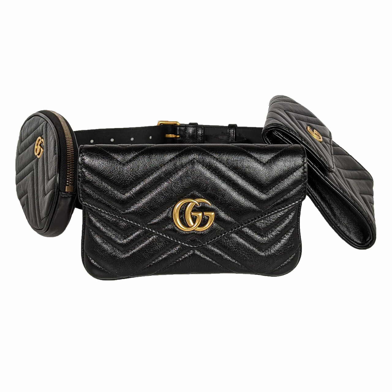 Gucci Marmont Multi Pouch Belt Bag, Black, New in Dustbag WA001