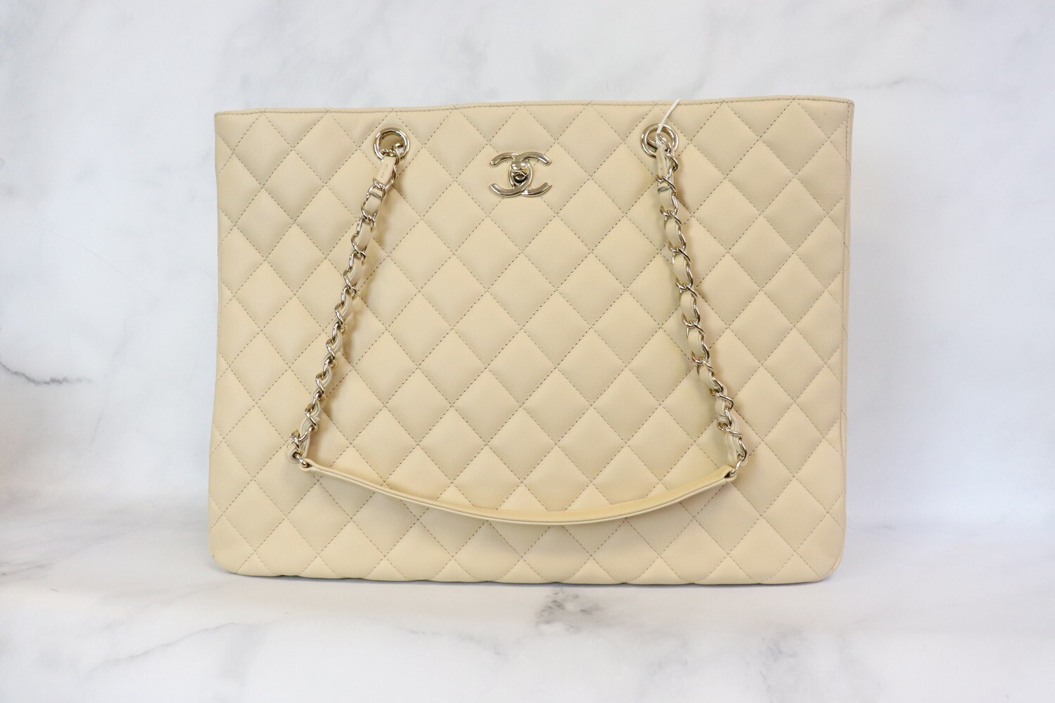 Chanel Timeless Tote Bag Beige Lambskin Leather, Gold Hardware, Preowned - No Dustbag