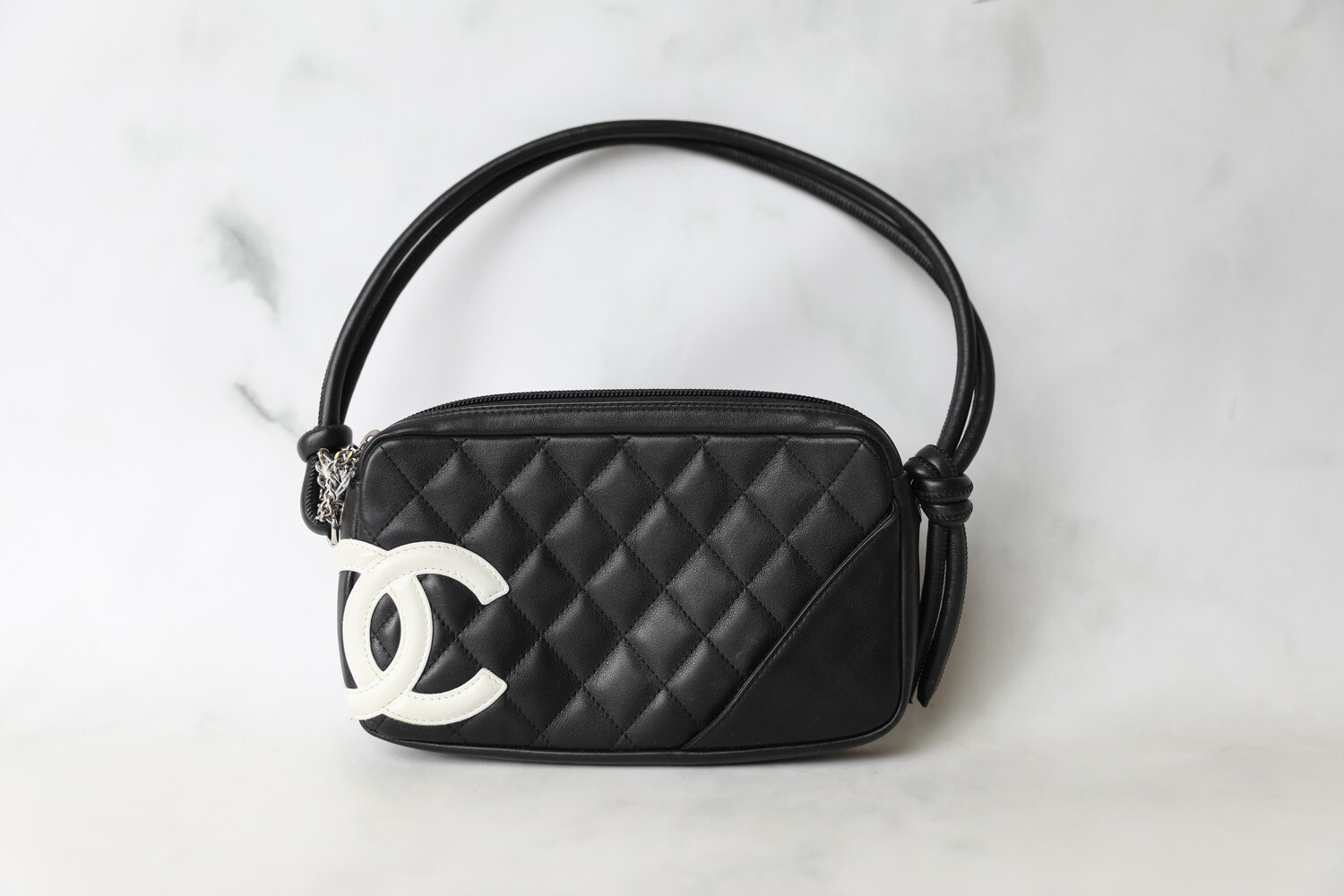 Chanel Cambon Pochette, Black and White Calfskin, Preowned No Dustbag WA001