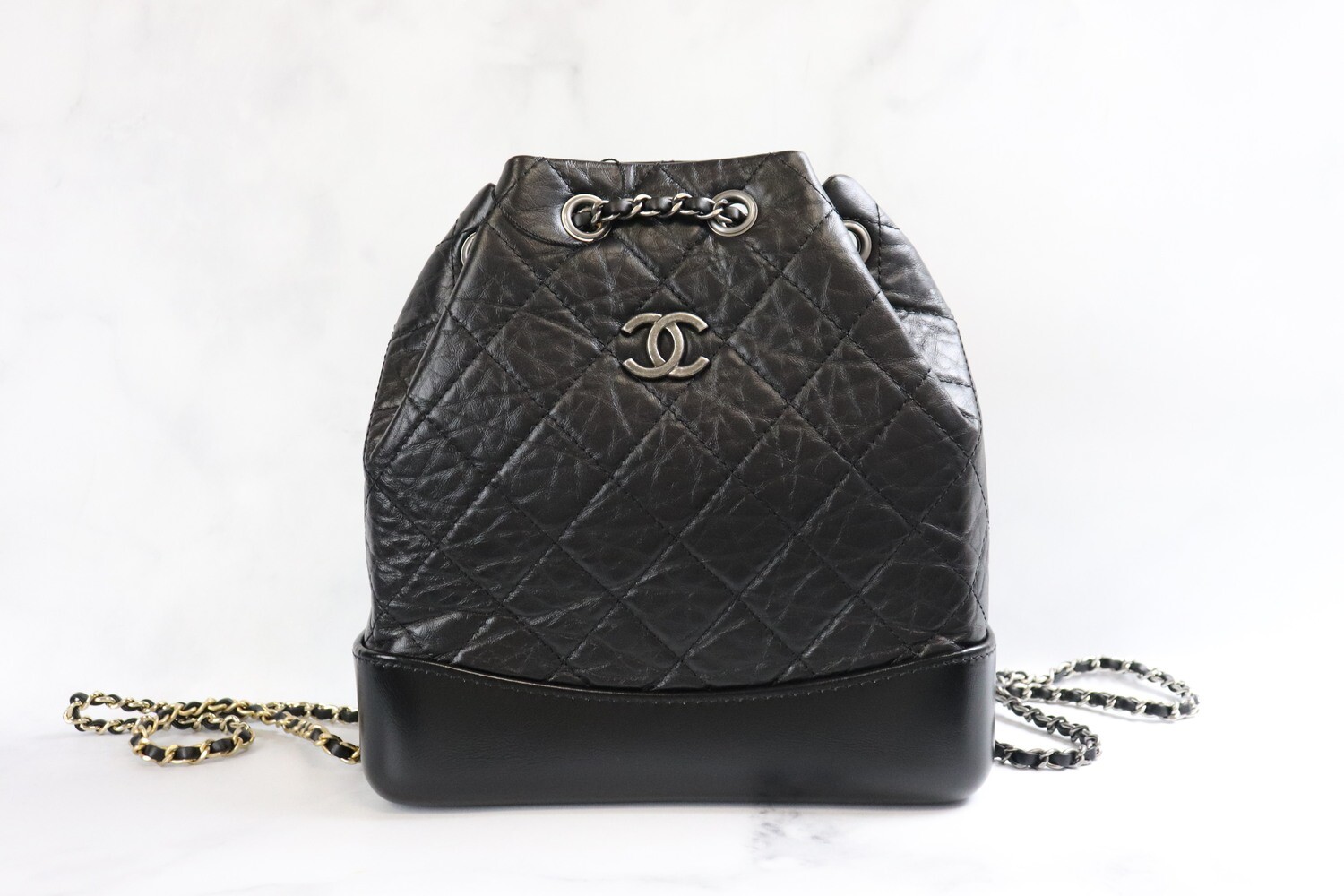 Chanel Gabrielle Backpack Small, Black Leather with Ruthenium Hardware, New in Box MA001
