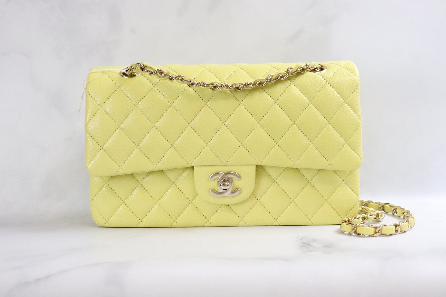 Chanel Classic Medium Double Flap, 20S Yellow Caviar Leather, Gold Hardware, As New in Box