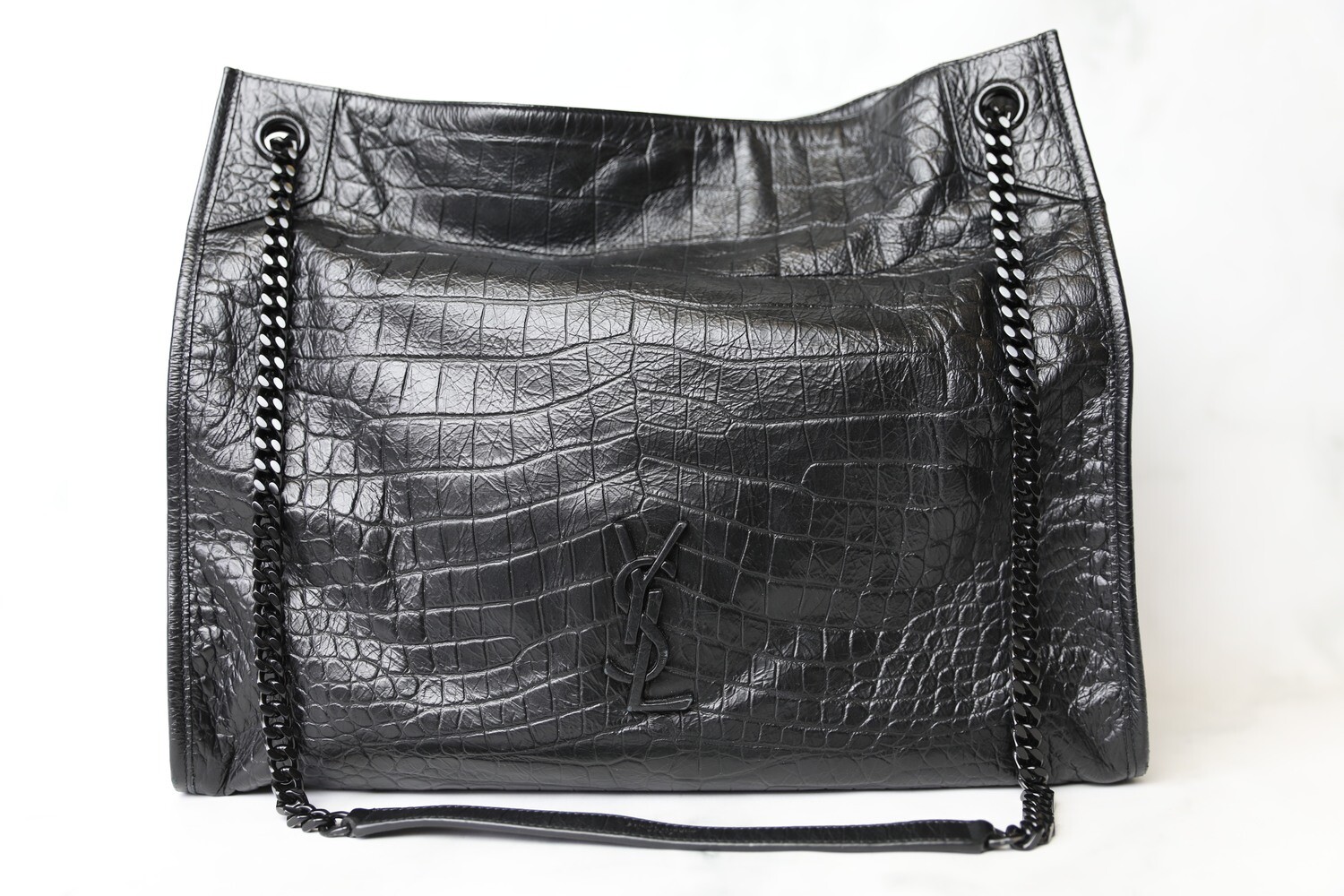 Saint Laurent Niki Shopper Large, Croc Embossed, Preowned in Dustbag WA001