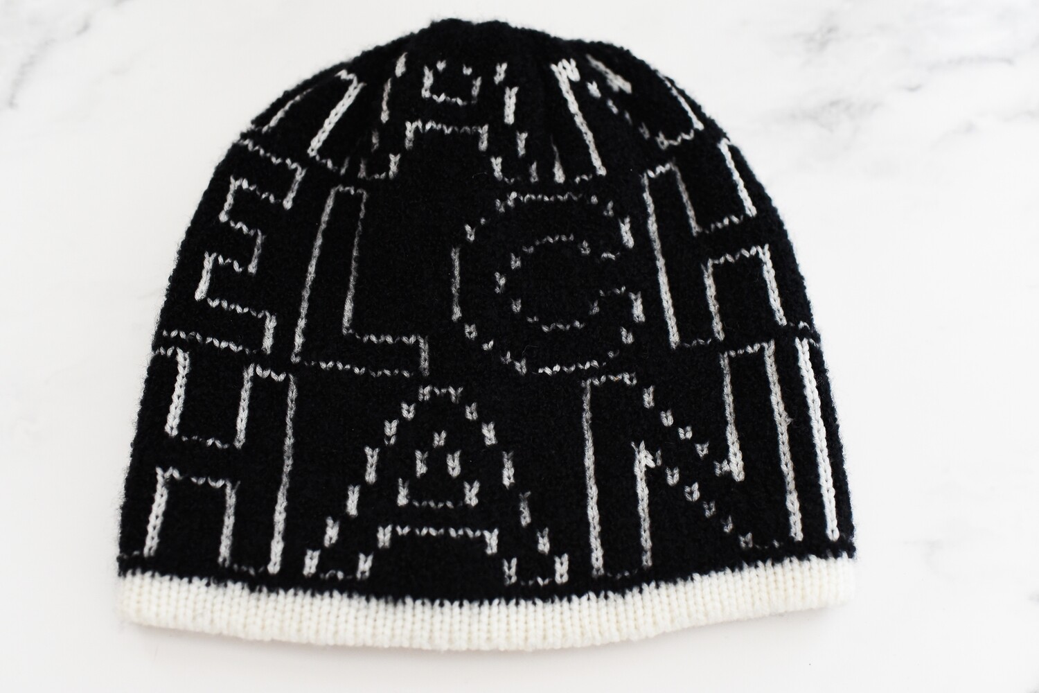Chanel Cashmere Blend Beanie Hat, Black and White, New