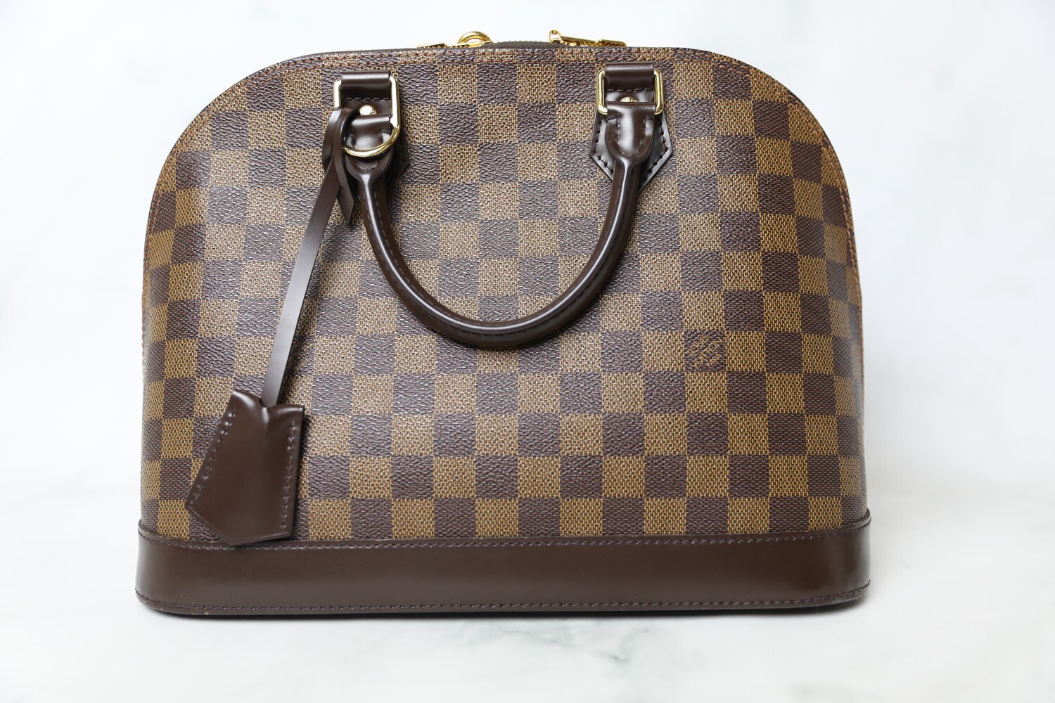 Louis Vuitton Alma PM, Damier Ebene, Preowned in Dustbag WA001